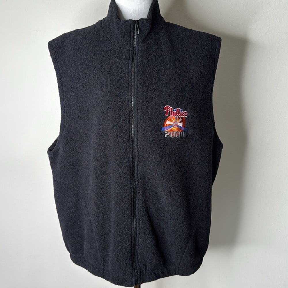 Vintage Philadelphia Phillies 2000 Embroidered Black Fleece Auburn Vest